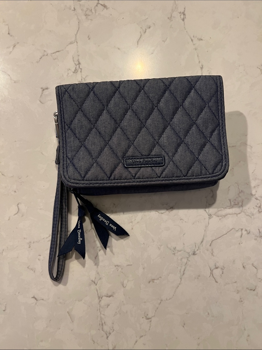 Vera Bradley Quilted Wristlet in Dark Gray